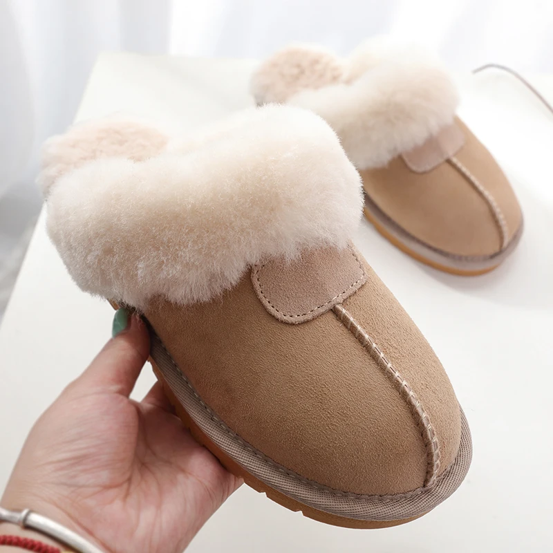 KZZO Natural Sheepskin Fur Slippers Fashion Female Winter Women Warm Indoor Slippers Top Quality Soft Wool Lady Home Shoes 2