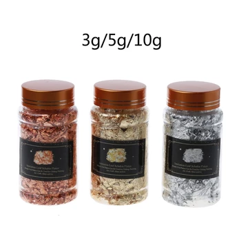 

3 Colors Gold Leaf Gilding Resin Flakes Metallic Foil Flakes Painting Resin Arts F3MD