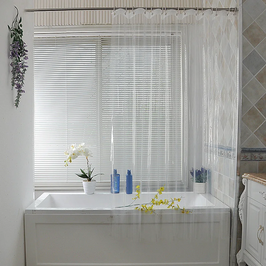 Transparent Shower Curtain Waterproof Clear White PEVA Bath Curtains Liner for Bathroom Mildew Home Hotel with Free Hooks shower curtains
