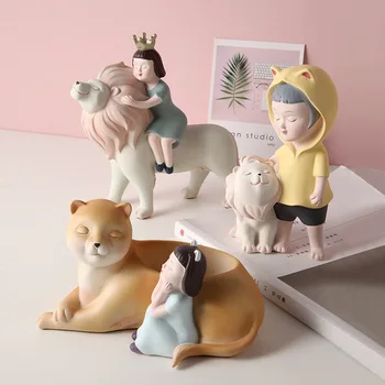 

Nordic Cute Girl Character Resin Statue Crafts Ornament Home Furnishing Livingroom Table Figurines Decoration Office Accessories