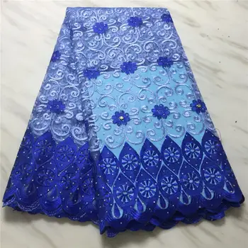 

Royal blue african lace fabric 2020 high quality lace french mesh fabric with stones nigerian swiss lace fabrics for dress BLUE