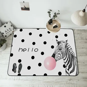 

Nordic Modern Zebra Pink Bubble Gum Round Black Dots Living Room Bedroom Floor Mat Carpet