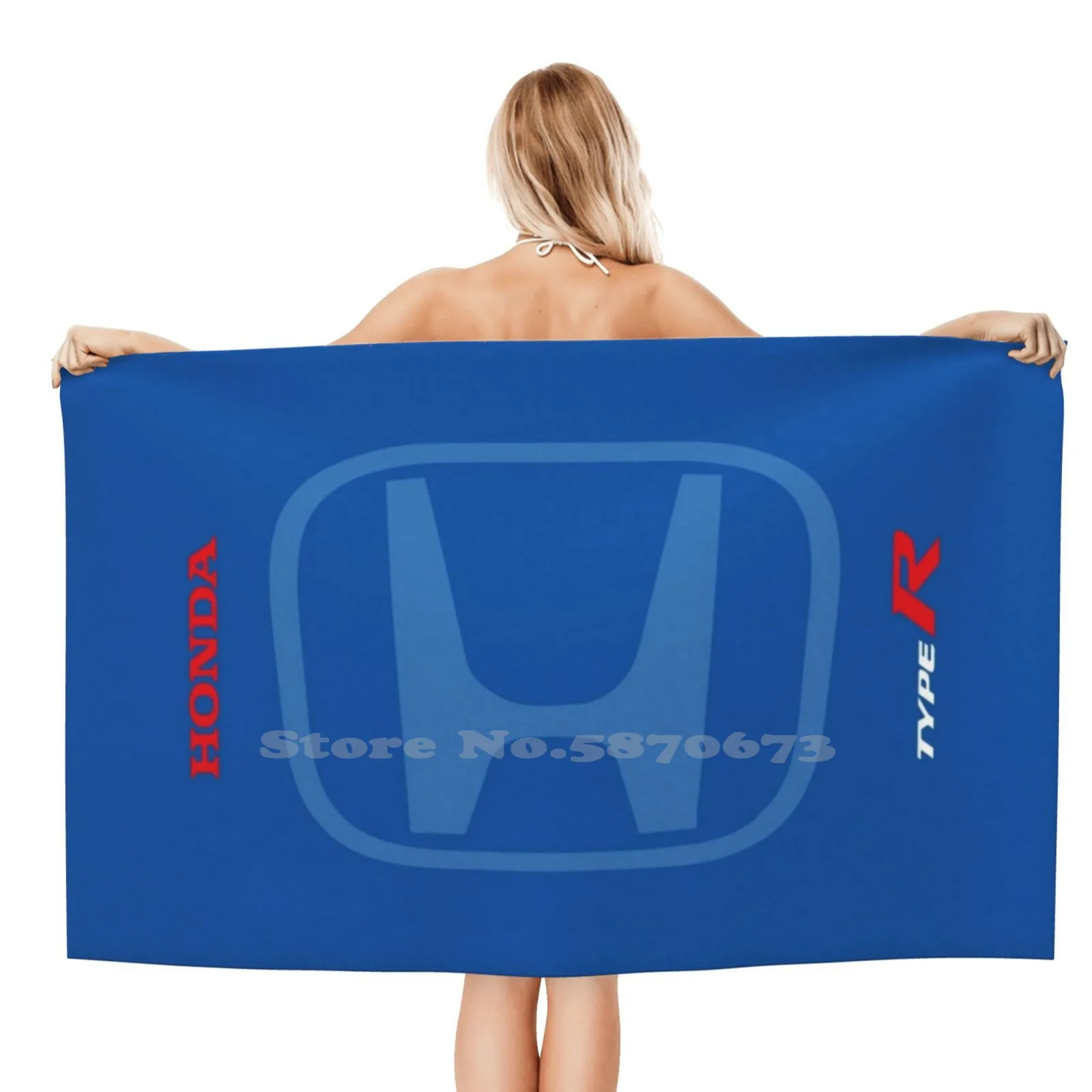 Индивидуальное мягкое полотенце для душа Honda H Type R голубое Civic Accord Тип мотор типа r