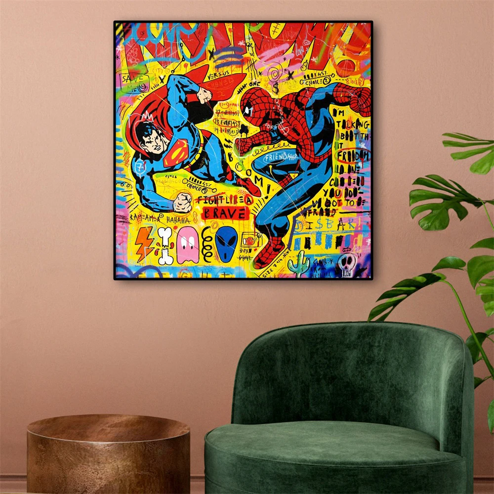 

Disney Anime Canvas Painting Fighting Super Hero Graffiti Pop Art Marvel Poster Prints Wall Picture For Living Room Home Decor