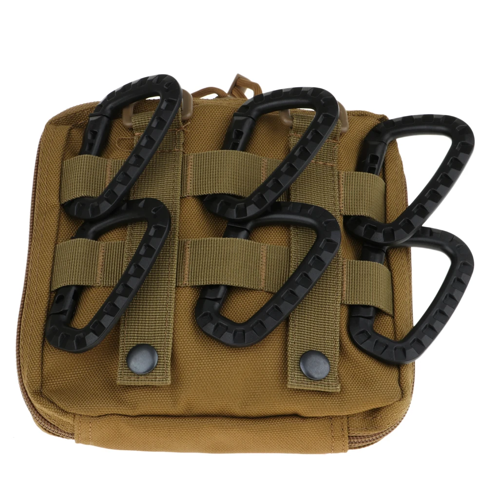 Tactical Gear Carabiner Keychain Hard Polymer D Lock Backpack Clips