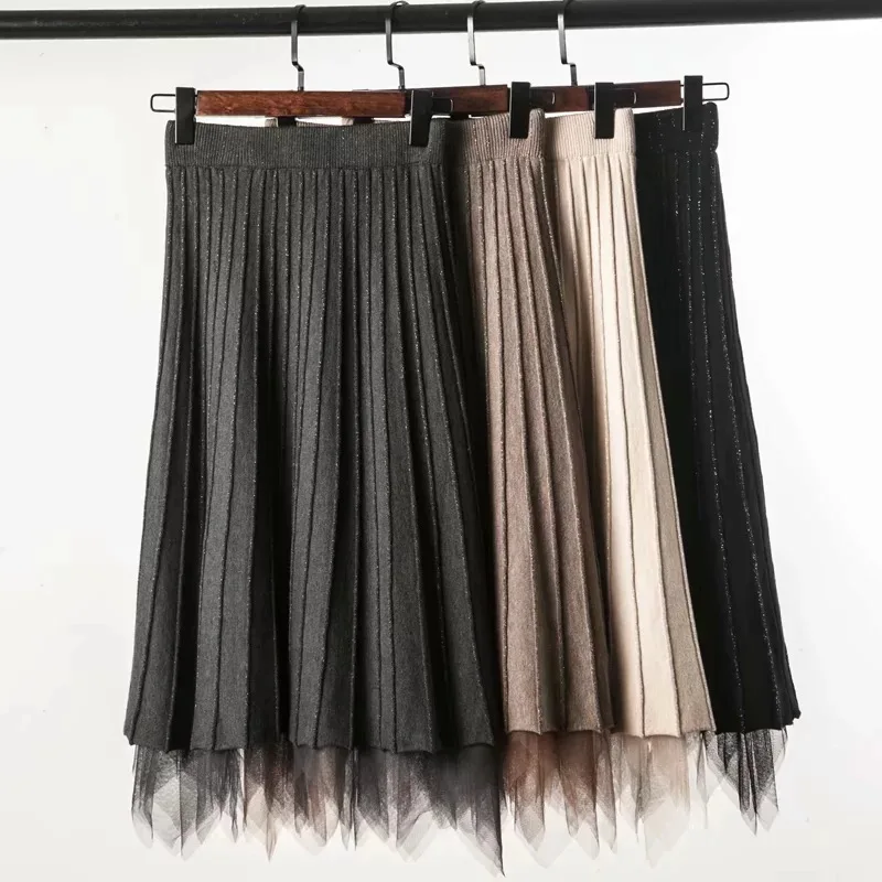 

Zm9-60888 WOMEN'S Dress New Products Elastic Waist Solid Color Irregular Reversible Skirt