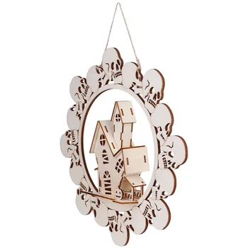 

1PC Halloween Wooden Pendant Durable Chic LED Light Haning Ornaments Tree Pendant for Shop Office School