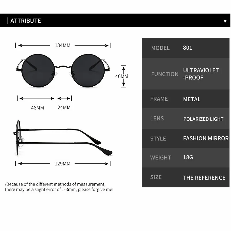 Polarized sunglasses MYT_0279 Brand Designer Round Polarized Sunglasses Men Women Retro Sun Glasses Male Female Metal Frame Eyewear Driving UV400