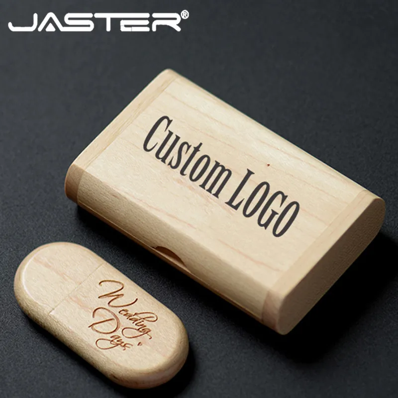 JASTER индивидуальный логотип деревянный+ коробка персональный флэш-накопитель с логотипом 4 ГБ 8 ГБ 16 ГБ 32 ГБ usb флеш-накопитель U диск карта памяти свадебный подарок