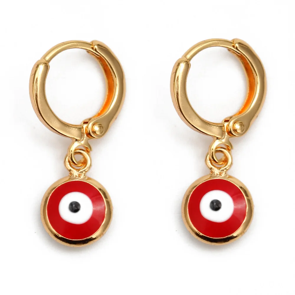 EVIL EYE золотистые серьги-подвески Цвет Медь Висячие красные синие турецкий глаз висячие серьги модные украшения для женщин Дамские EY6456 - Metal Color: red