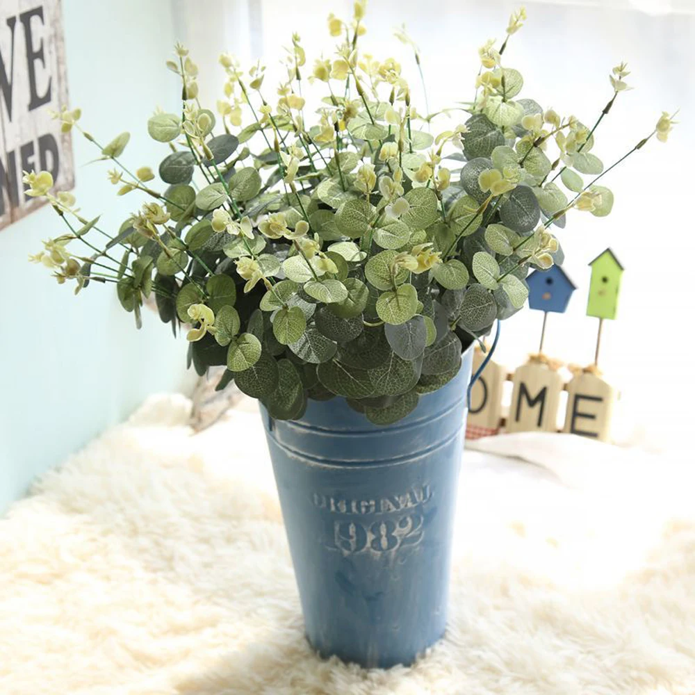 

Artificial Leaf Eucalyptus Leave Bouquet Tree Silk Artificial DIY Flower Wedding Home Decoration Arrangment Plant Faux Foliage