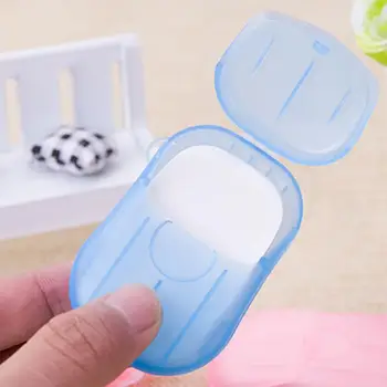 

20Pcs/box Portable Mini Outdoor Travel Disposable Washing Hand Bath Soap Sheets Foaming Soap Case Paper Disposable Mini Soap