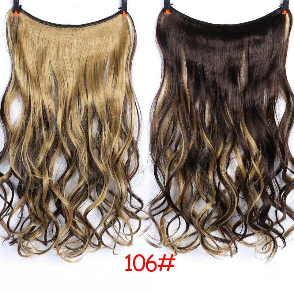 MEIFNA длинные вьющиеся/прямые волосы без зажима невидимые рыбий линии клип в наращивание волос Высокая температура Синтетические волосы штук - Цвет: YX02-106