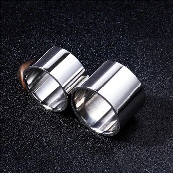 

Fashion Stainless Steel Wide 14mm 18mm Rings for Couple Lovers Large Mirror Flat Men's Finger Ring Punk Male Accessories