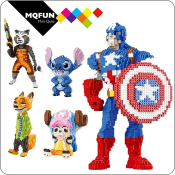 

Mini Blocks Cartoon Anime Big Chopper Stitch Captain American Super Hero Avenger Assembly Model Building Blocks educational Toy