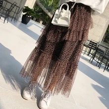 Женские леопардовые длинные юбки с принтом летние тонкие повседневные гофрированные шифоновые юбки женский купальный костюм юбка с эластичной талией MX19A1882