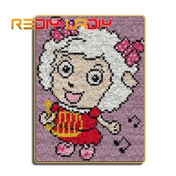 

Latch Hook Rug Kits Crocheting Carpet Rug Beauty Sheep Acrylic Yarn Pre-Printed Canvas Cushion Mat Crochet Wall Tapestry Crafts