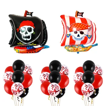 

Cartoon Balloon Set Halloween Pirate Ship Aluminum Film Balloon Children Birthday Party Decoration Latex Balloon for Home