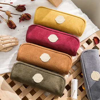 

Simple Large-capacity Retro Flannel Pencil Case Stationery Box Pupils Cute Pencil Case Stationery Bag School Stationery Supplies