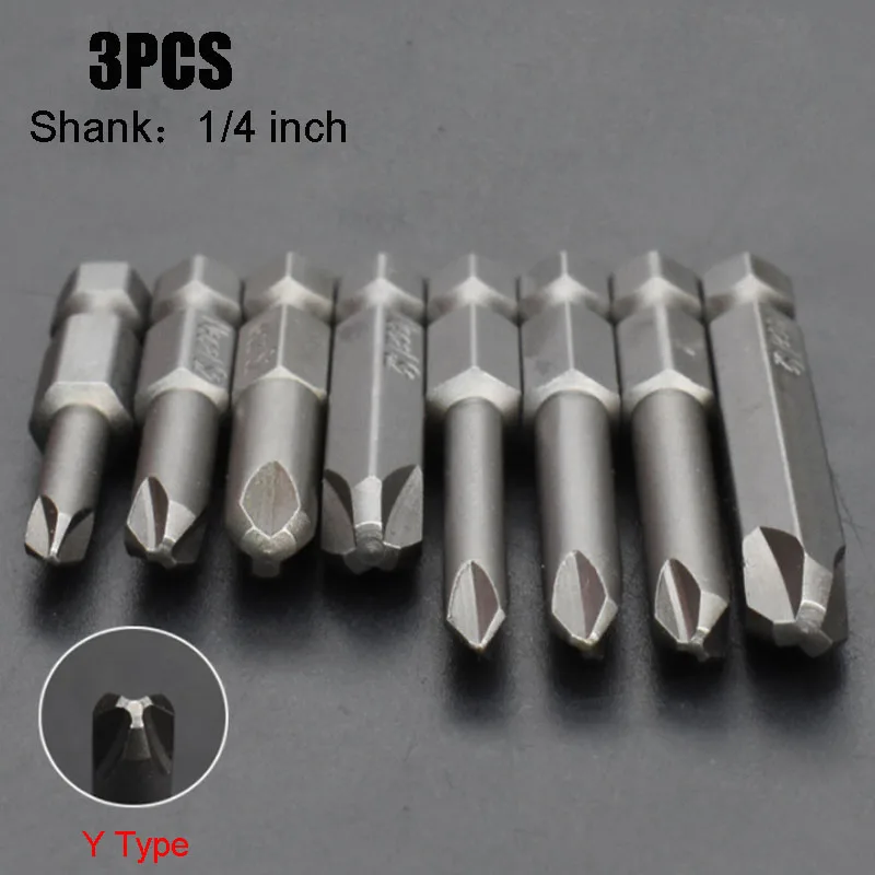 3pcs Y Type Screwdriver Bits 1/4 Inch Hex Shank Head Outer Triangle Driver Bit
