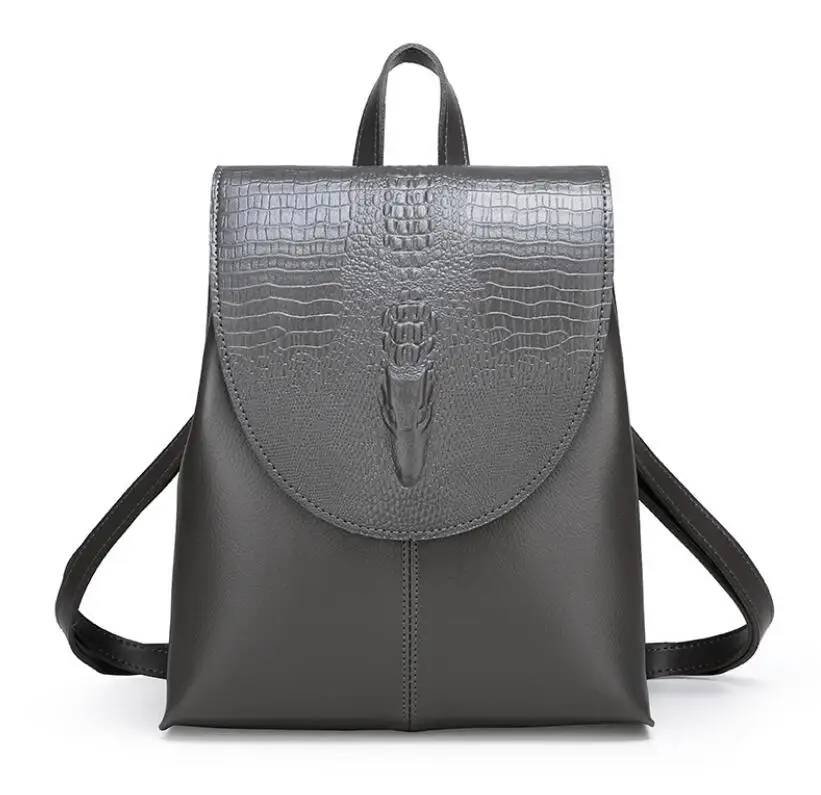 Black Snake Skin Style Leather Backpack Black Calfskin Women 