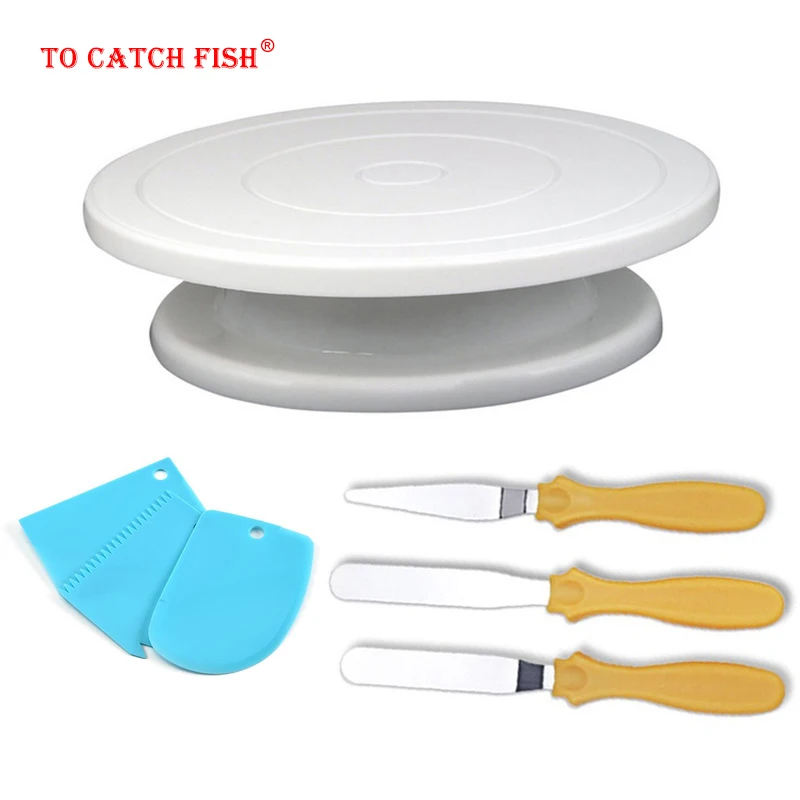 7Pcs-Set-Plastic-Cake-Turntable-Rotating-Cake-Plastic-Dough-Knife-Decorating-10-Inch-Cream-Cakes-Stand