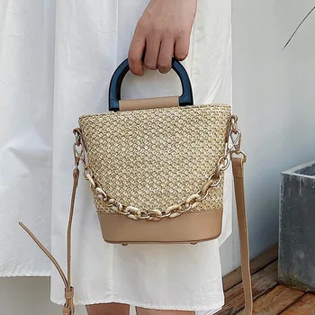 

Small Chain Female Crossbody Shoulder Bag Summer Beach Straw Bags for Women New Design Casual Ladies' Travel Handbags and Totes