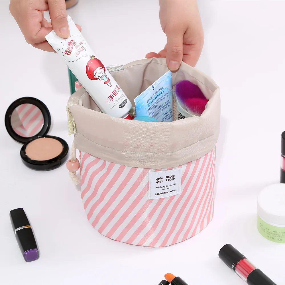

Hot Sale Drawstring Cosmetic Bag Round Travel Makeup Bag Organizer Make Up Case Storage Pouch Toiletry Beauty FOR Girl