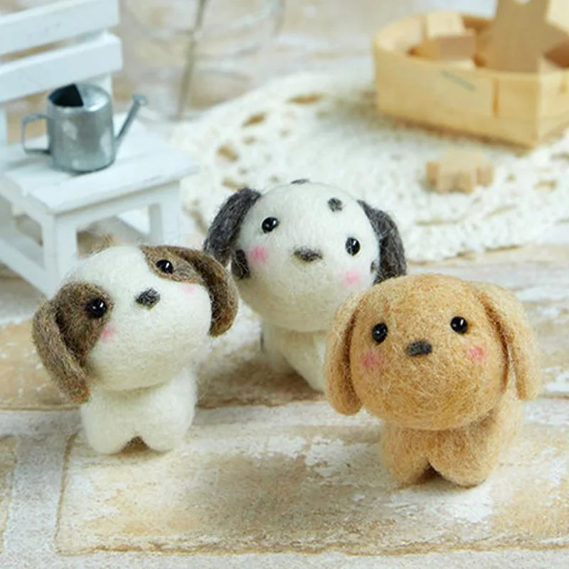 Lovely Puppy Wool Felt Craft DIY Non Finished Poked Set Handcraft Kit for Needle Material Pack | Дом и сад