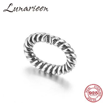 

925 Sterling Silver Rotating thread creativity Charm Beads Fit Hard Rubber X Bracelets jewelry DIY Couple models Bracelet