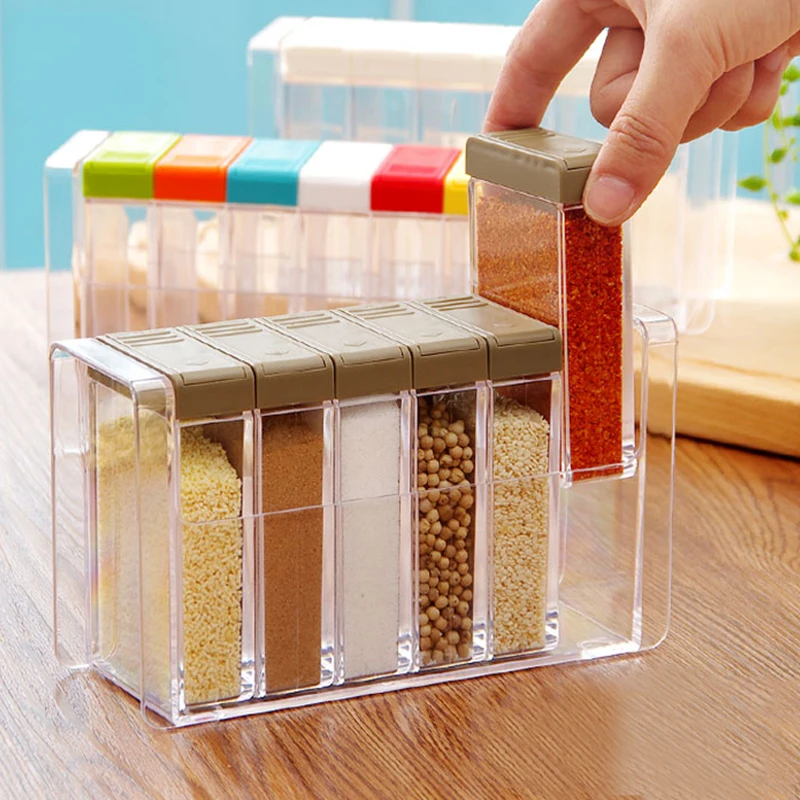

Seasoning box set spice jar kitchen organizer multi-grid seasoning bottle cans gadgets artifacts colorful bar storage jar