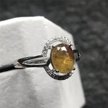 

Top Natural Yellow Tourmaline Quartz Ring For Woman Lady Man Silver Anniversary Gift 9x7mm Beads Fashion Adjustable Ring AAAAA