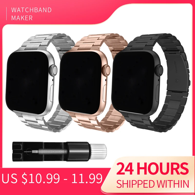 

Stainless steel band compatible Apple Watch 8/7/SE/6/5/4/3/2/1/ Series 38mm 40mm 41mm 42mm metal band 44mm 45mm 49mm strap