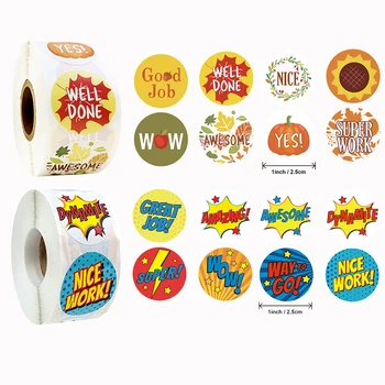 

500pcs 2.5CM Creative Good Jod Nice Wow Round Sticekr Children Reward Toy Party Gift Packaging Sealing Sticker Label