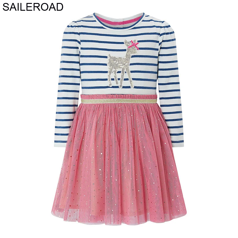 SAILEROAD Дети Paillettes Star Dress 2-7Years Девушка С Длинным Рукавом Бальные Платья для Детской Одежды Большие Девушки Блестки Платье - Цвет: 1167 same picture