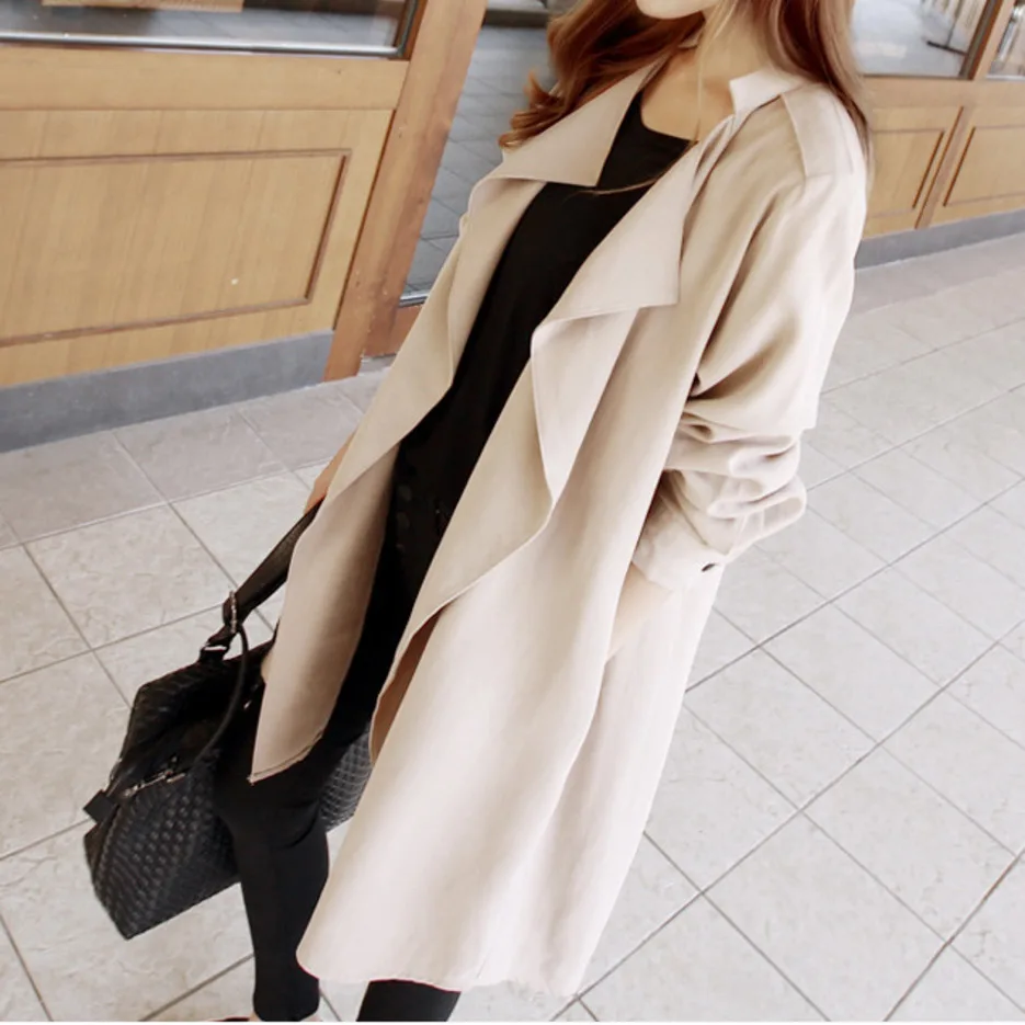 Зимнее пальто для женщин с открытой строчкой и отложным воротником с широкой талией длинное пальто - Цвет: apricot
