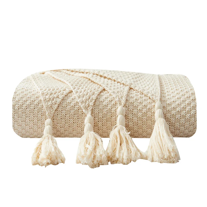 High Handmade quality cotton knit blanket, office&car rest blanket.Travel boarding blanket Christmas decoration blanket - Цвет: bo luo ge mi se