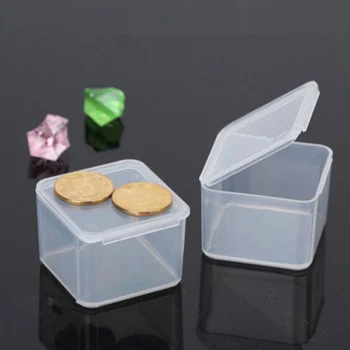 

1PC Transparent Plastic Small Square Boxes Packaging Storage Box With Lid for Jewelry Storage Accessories Finishing Container