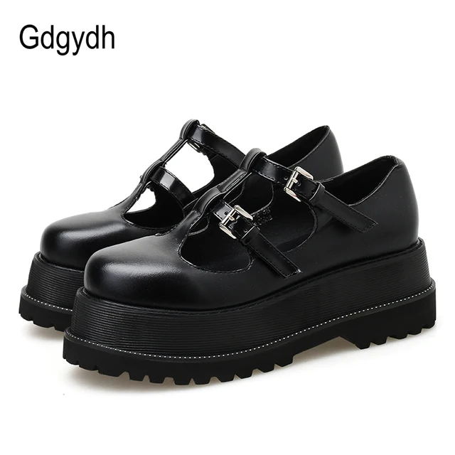 $US $28.55 Gdgydh Japanese Student Uniform Lolita Shoes Women Waterproof Platform Shoes Black Leather College 