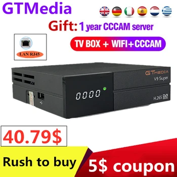 

Europe 1 Years 7lines Ccccam Satellite Receiver HD H.265 Built-in WIFI TV BOX GTMEDIA DVB-S2 V9 Super Support Dolby,Youtube,IPTV