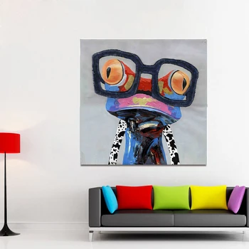 

MUTU Wall Art Animal Painting Canvas Oil Art The Frog With Glass Wall Pictures For Living Room Home Decor No Frame HD In Print
