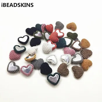 

New arrival! 17x15mm 200pcs Cloth pattern Corduroy flat heart beads for earrings,Earring parts,jewelry findings