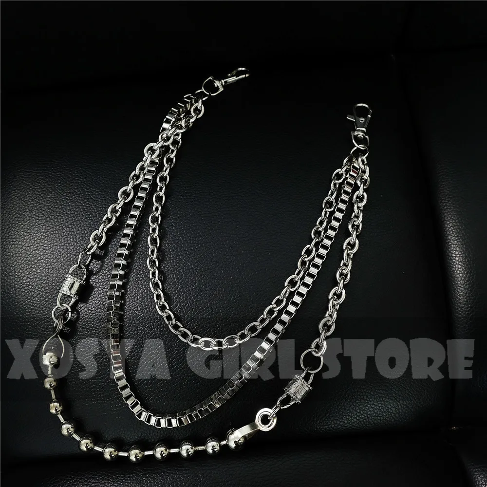 

Men Thick Iron Metal Silver Color Bicycle Skull Trousers Chain Multilayer Male Pants Chain Punk Rock Jeans Chain Handmade BL14