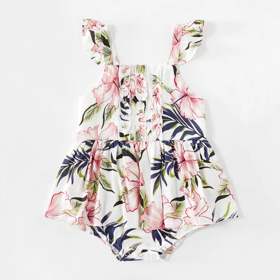 Mosaic Floral Print Family Matching White Sets | Unilovers