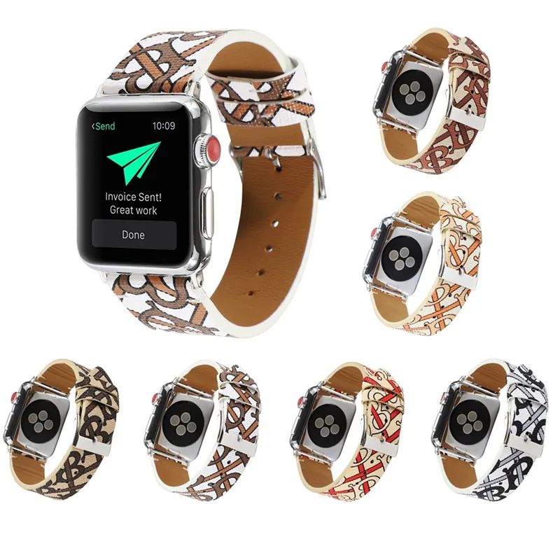 

NEW Leather print pattern strap for Apple Watch series 5 4 3 2 1 38mm 42mm 40mm 44mm for women's stylish colorful strap accessor