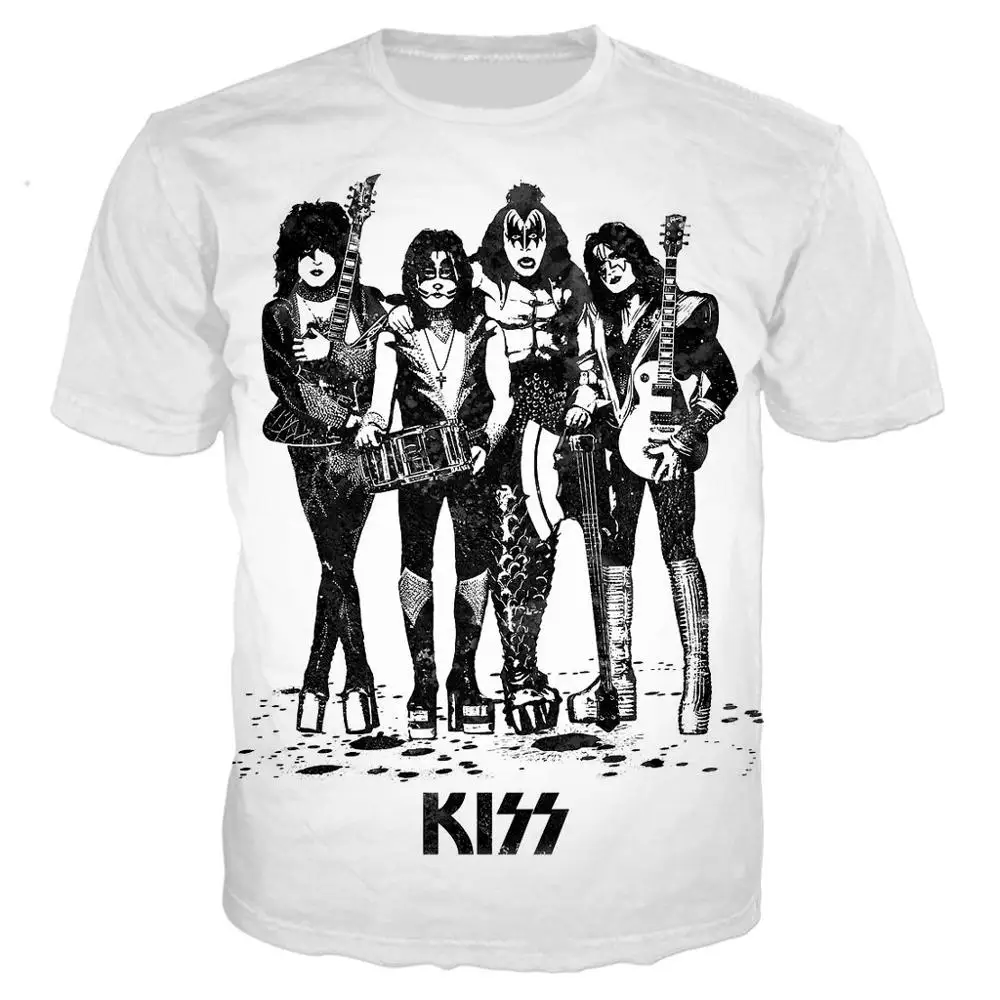 Футболка Мужская/женская с 3D принтом рок Kiss Band хипстерская уличная одежда в стиле