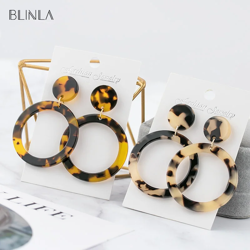BLINLA Новая мода Богемия акриловые круглые крупные серьги с подвесками для женщин