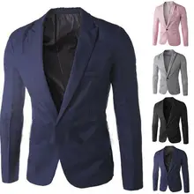 Men Blazer Office Suit Jackets Solid Color Long Sleeve Lapel One Button Blazer Suit Coat Male blazers Men's Business Blazers