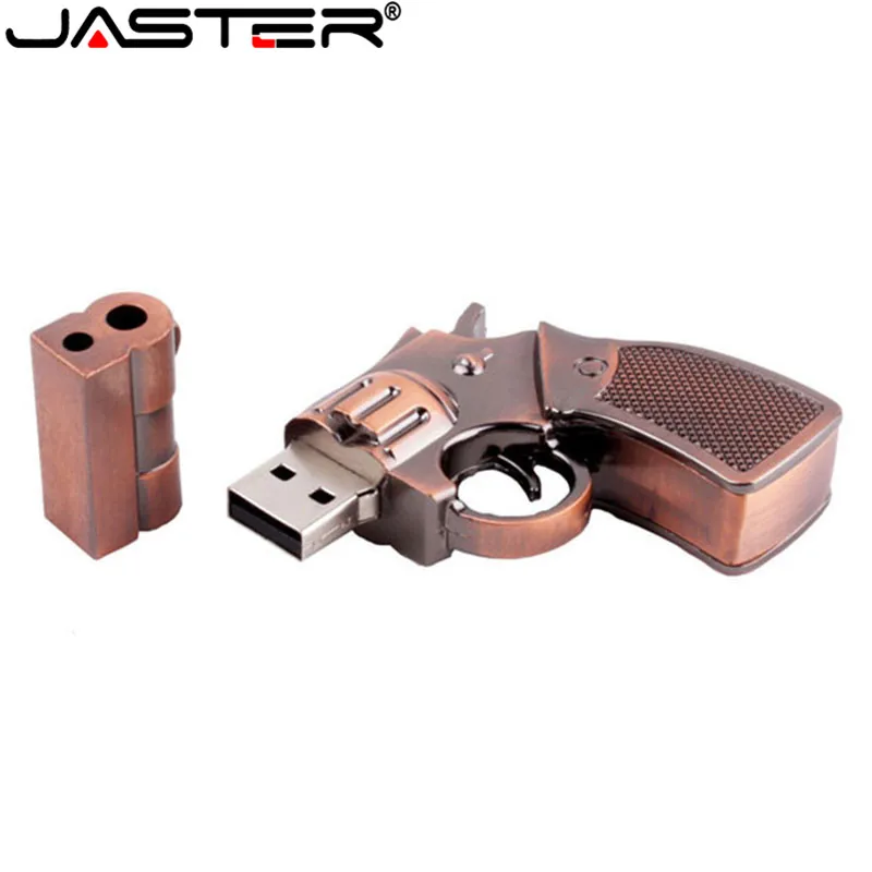 JASTER металлический медный пистолет USB флеш-накопитель пистолет-ручка-накопитель 2,0 4 ГБ 8 ГБ 16 ГБ 32 ГБ 64 Гб U диск Револьвер пистолет карта памяти USB подарок