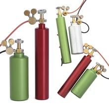 Tanque de oxígeno de simulación de Metal para coche, de 2 piezas botella de acetileno, Compatible con Axial SCX10 90046/TRX 6, accesorio de Control remoto